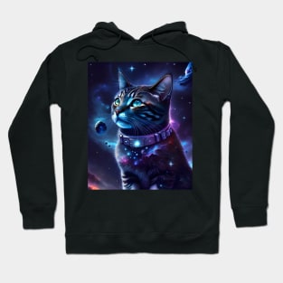 Space Cat - Modern Digital Art Hoodie